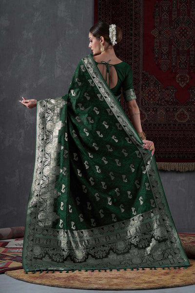 Kayla Green Satin Printed One Minute Saree