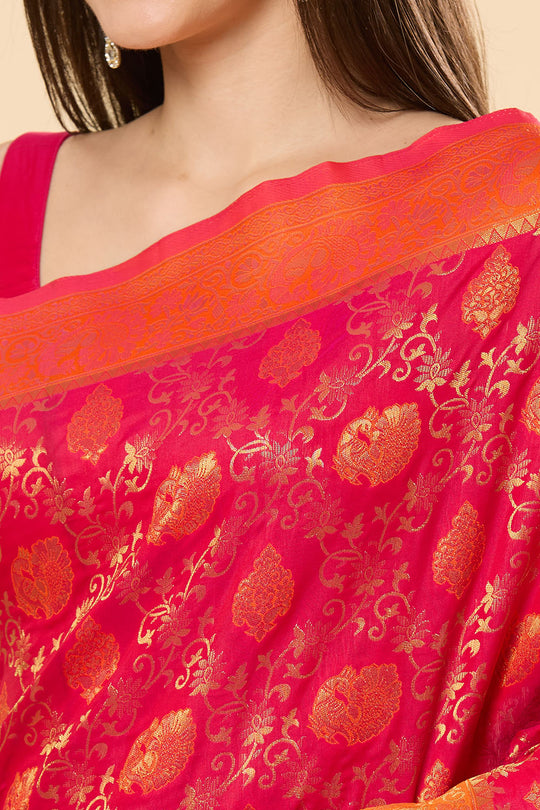 Ready to Wear Saree Urvi Orange & Magenta Dharmavaram Silk Paisley Saree