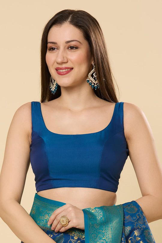 Ready to Wear Saree Nur Navy Blue Dharmavaram Silk Woven Saree