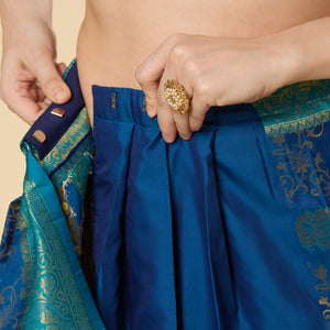 Ready to Wear Saree Nur Navy Blue Dharmavaram Silk Woven Saree