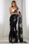 Kara Black Organza Embellished Ready to Wear One Minute Saree
