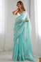 Kara Light Blue Organza Embellished Ready to Wear One Minute Saree