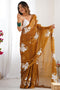 Kara Camel Brown Organza Embellished Ready to Wear One Minute Saree