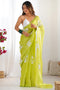 Kara Lime Green Organza Embellished Ready to Wear One Minute Saree