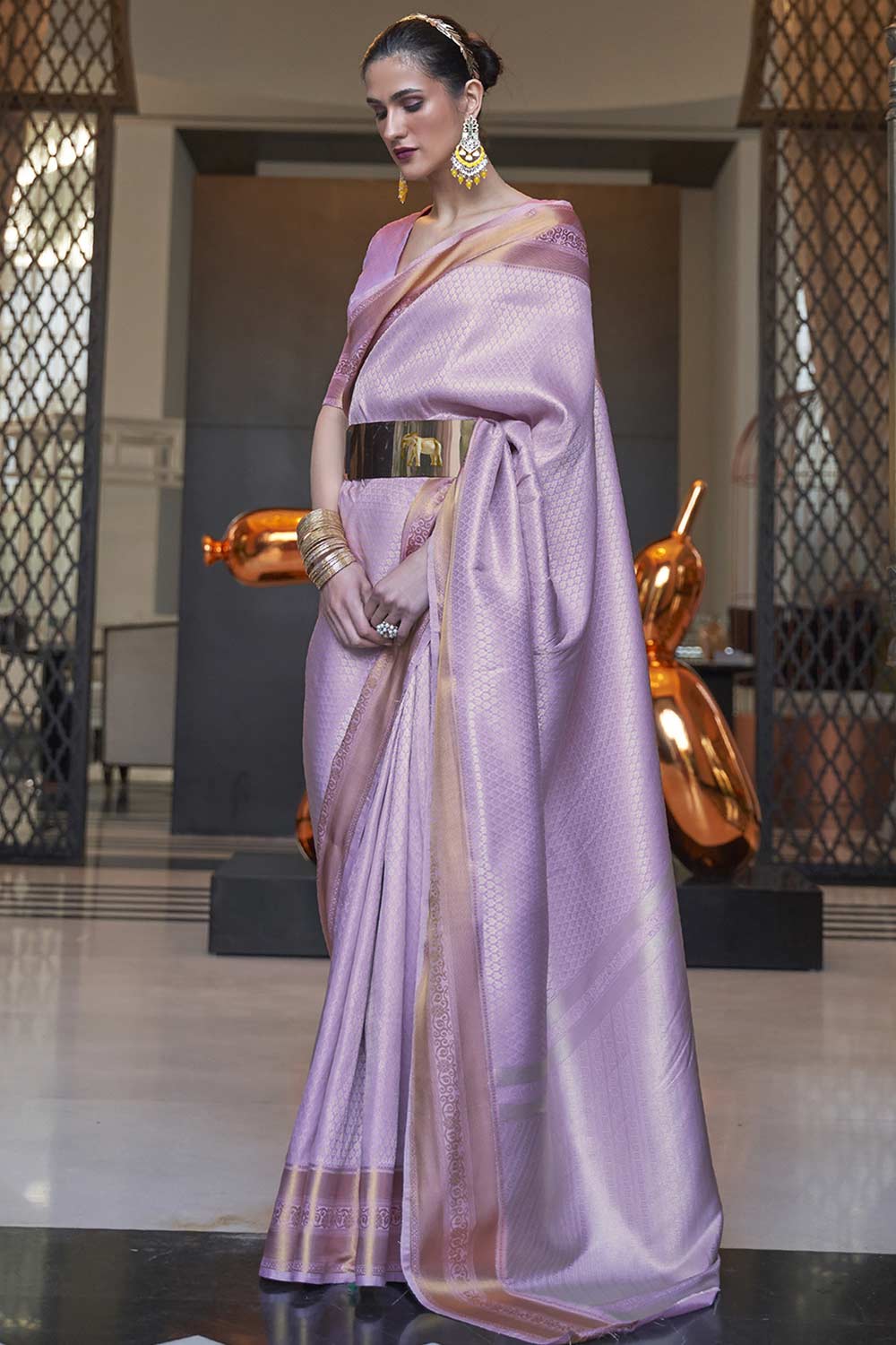 Lucia Lavender Art Silk One Minute Saree
