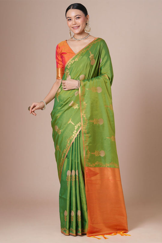Everly Green Silk Saree with Zari Work Ready To Wear One Minute Saree