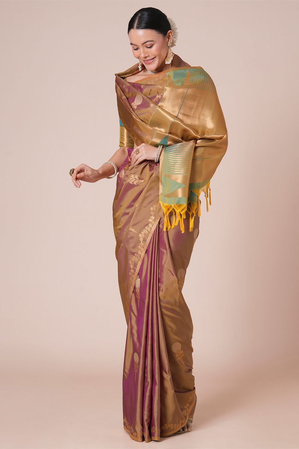 Josie Purple Silk Saree with Zari Work Ready To Wear One Minute Saree