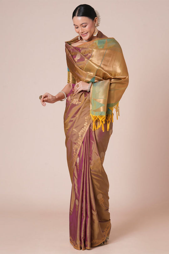 Josie Purple Silk Saree with Zari Work Ready To Wear One Minute Saree