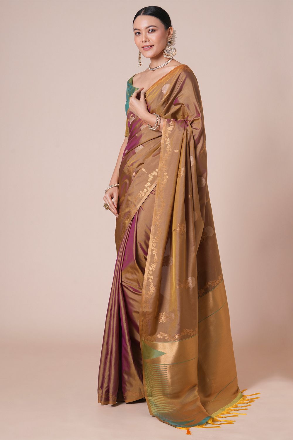 Josie Purple Silk Saree with Zari Work Ready To Wear One Minute Saree