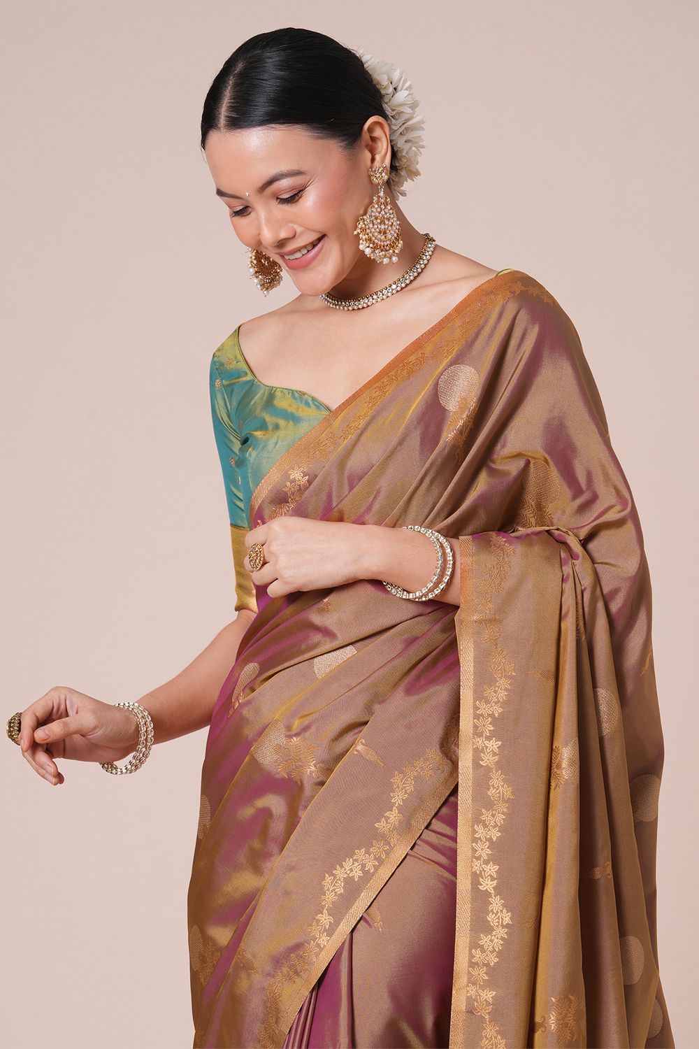 Josie Purple Silk Saree with Zari Work Ready To Wear One Minute Saree