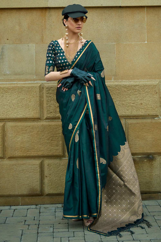 Tina Green Satin Silk Bagh Ready To Wear One Minute Saree