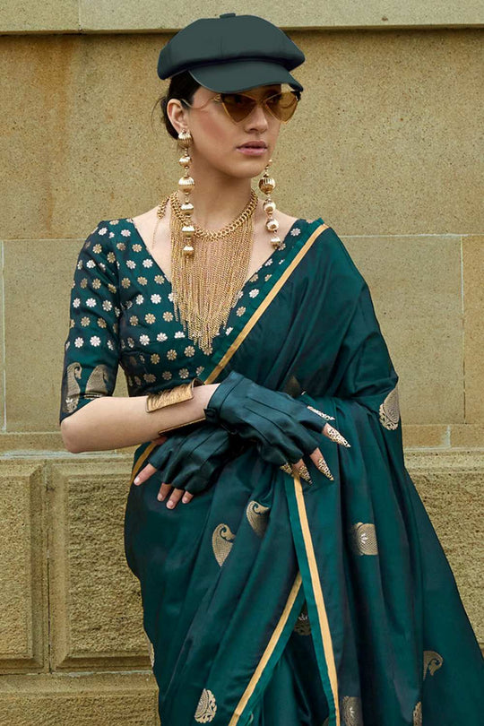 Tina Green Satin Silk Bagh Ready To Wear One Minute Saree