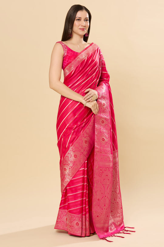 Zaira Pink Art Silk Leheriya Ready to Wear Saree