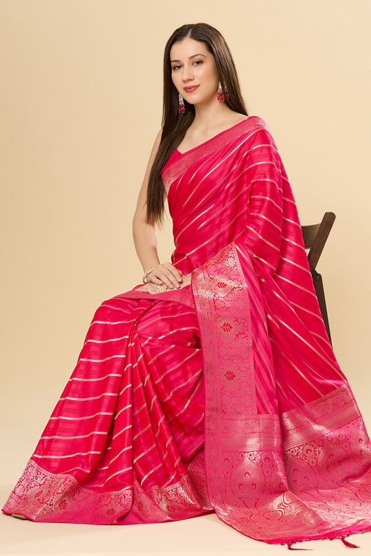 Zaira Pink Art Silk Leheriya Ready to Wear Saree