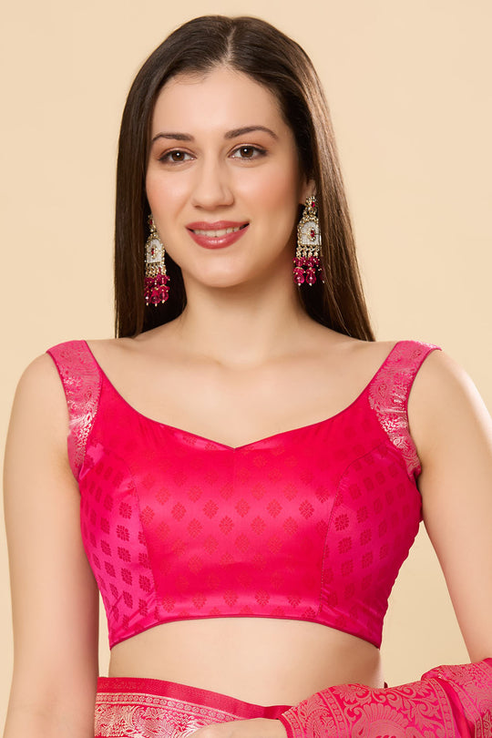 Zaira Pink Art Silk Leheriya Ready to Wear Saree