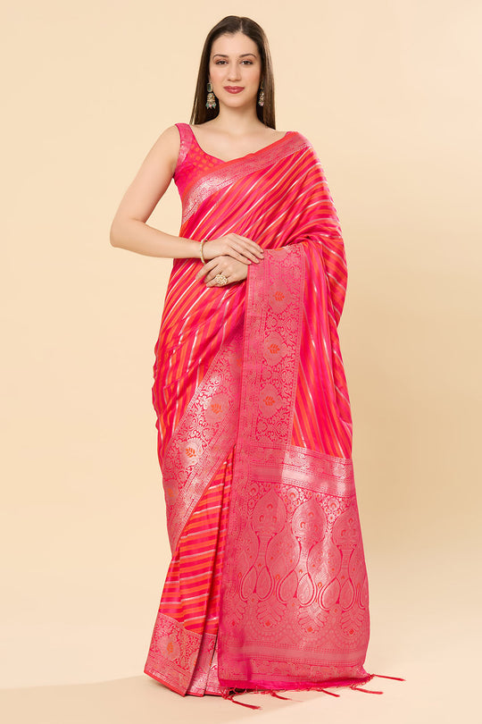 Saira Pink Art Silk Leheriya Ready to Wear Saree