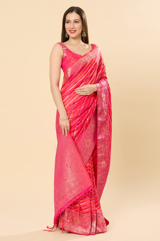 Saira Pink Art Silk Leheriya Ready to Wear Saree