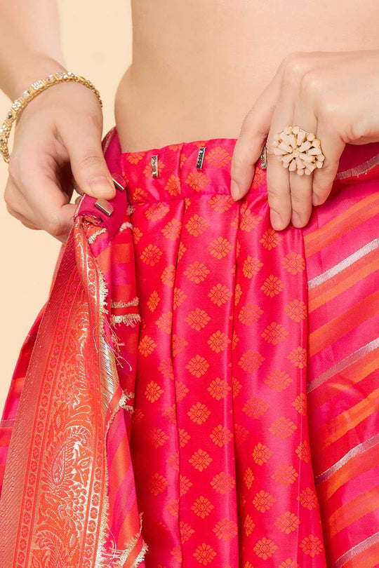 Saira Pink Art Silk Leheriya Ready to Wear Saree