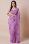 Ash Lavender Georgette Floral Embellished Ready to Wear Saree