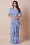 Ash Blue Georgette Floral Embellished Ready to Wear Saree