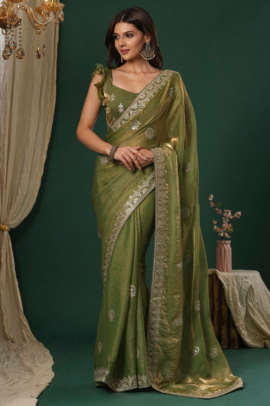 Riyana Teal Green  Satin Silk Saree With Embroidered Border Ready To Wear One Minute Saree