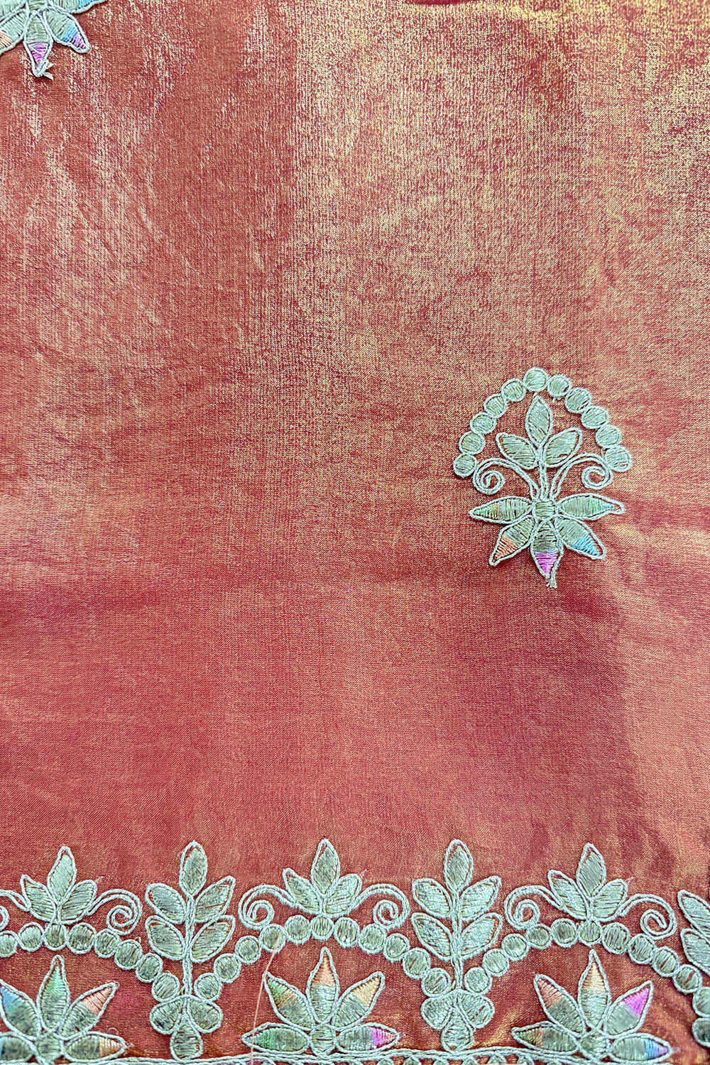 Riyana Peach Satin Silk Saree With Embroidered Border Ready To Wear One Minute Saree