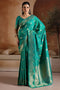 Karly Teal Green Handloom Weaving Silk Ready to Wear One Minute Saree