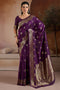 Karly Royal Purple Handloom Weaving Silk Ready to Wear One Minute Saree