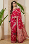 Myra Pink Silk Floral Woven Ready to Wear One Minute Saree