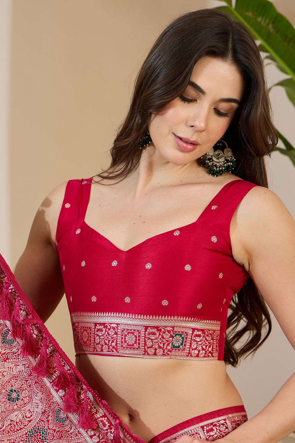 Myra Pink Silk Floral Woven Ready to Wear One Minute Saree
