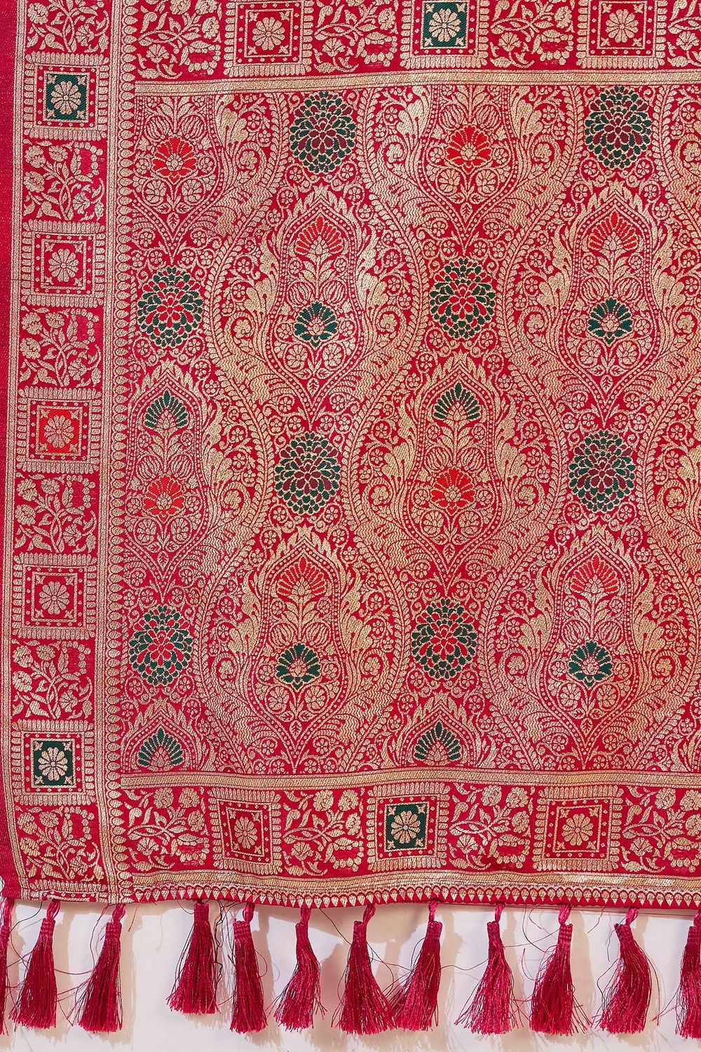 Myra Pink Silk Floral Woven Ready to Wear One Minute Saree