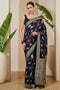 Myra Blue Silk Floral Woven Ready to Wear One Minute Saree