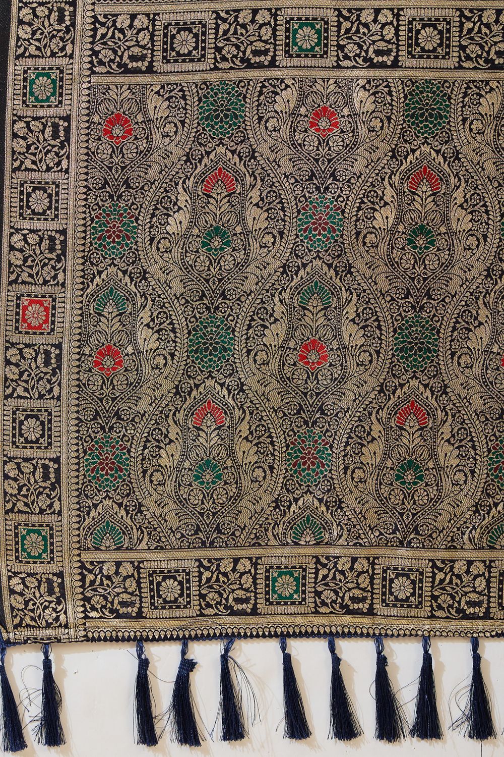 Myra Blue Silk Floral Woven Ready to Wear One Minute Saree