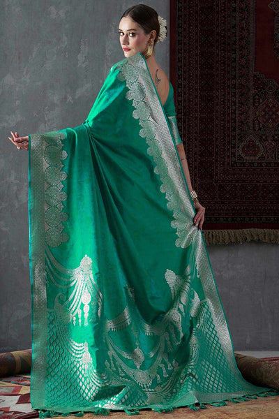 Mahi Turquoise Silk Border One Minute Saree