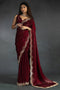 Kala Maroon Satin Silk Beaded Stone Embellished Designer Ready to Wear One Minute Saree