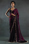 Kala Wine Satin Silk Designer Saree with Beads & Stone Embellished Ready to Wear One Minute Saree