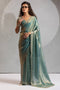 Priya Teal Green Satin Silk Saree with Embellished Border Ready to Wear One Minute Saree
