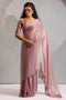 Priya Dusty Rose Pink Satin Silk Saree with Embellished Border Ready to Wear One Minute Saree