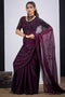 Demi Wine Satin Silk Embellished Ready to Wear Saree