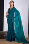 Demi Teal Green Satin Silk Embellished Border Ready to Wear Saree