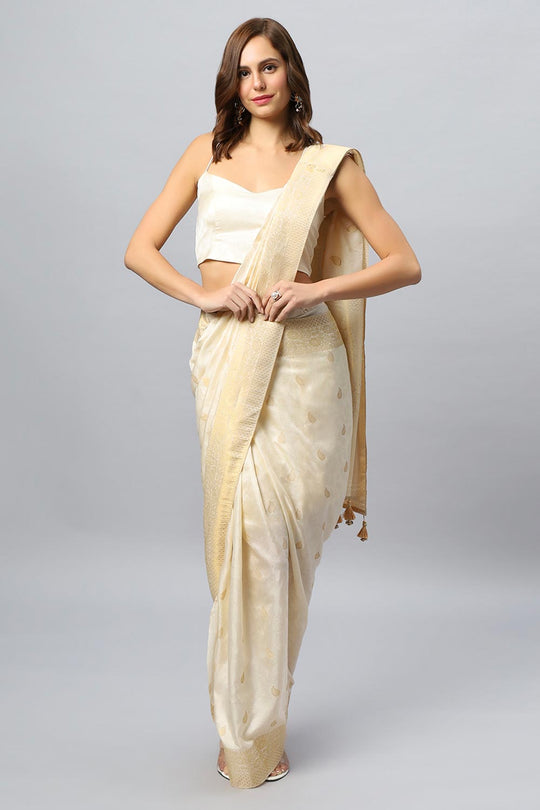 Nuri Cream Banarasi Sarong Saree With Blouse
