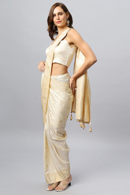 Nuri Cream Banarasi Sarong Saree With Blouse