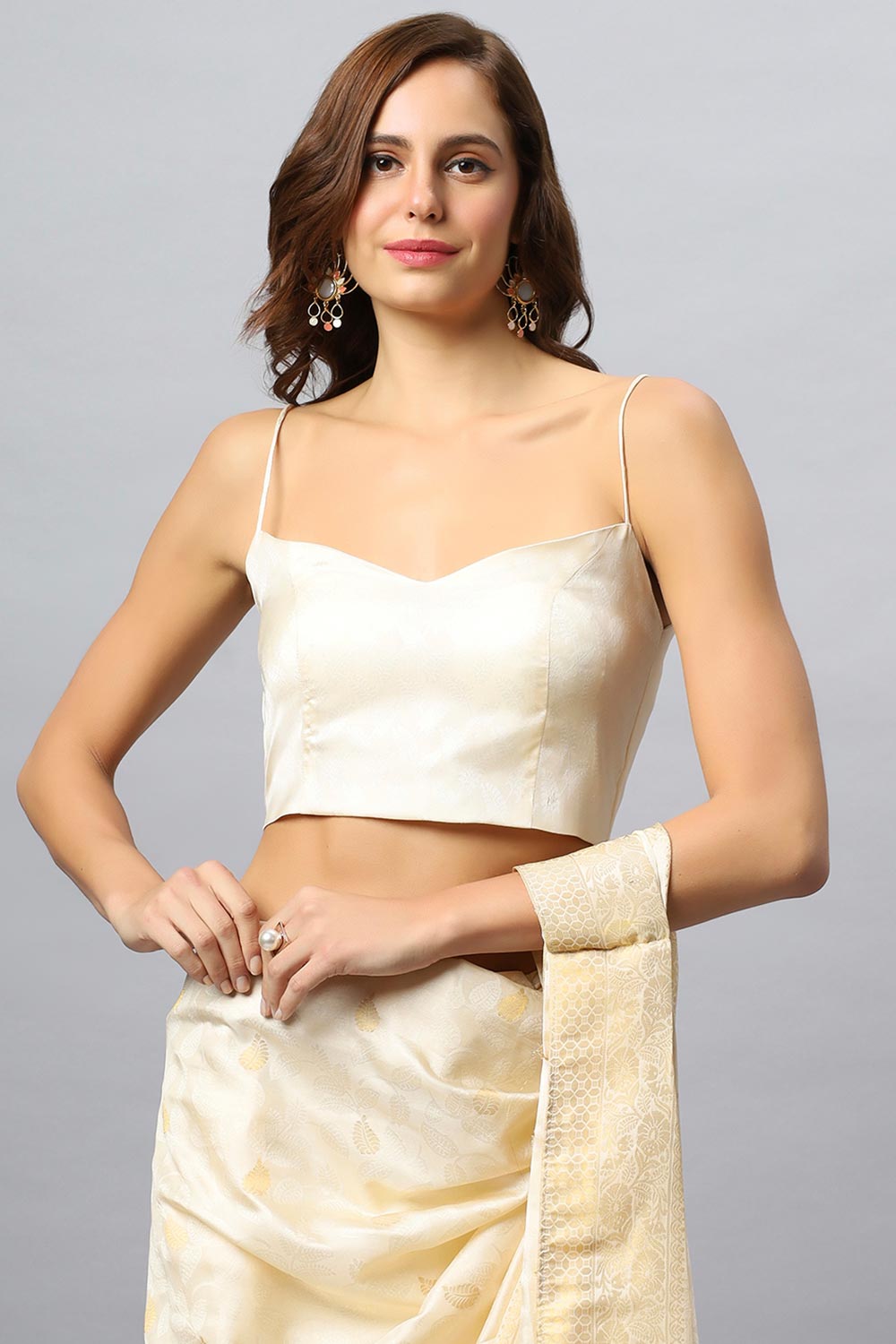 Nuri Cream Banarasi Sarong Saree With Blouse