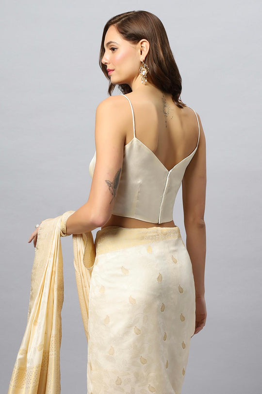 Nuri Cream Banarasi Sarong Saree With Blouse