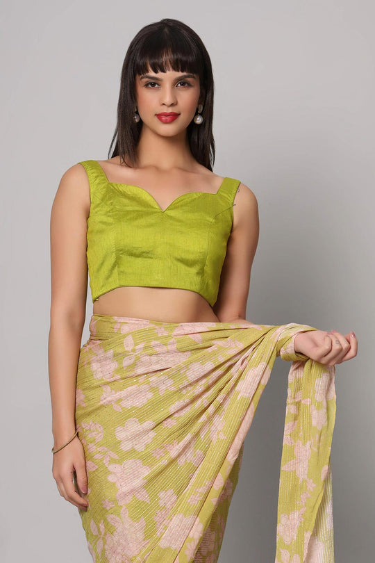 Krupa Lime Green Raw Silk Blouse