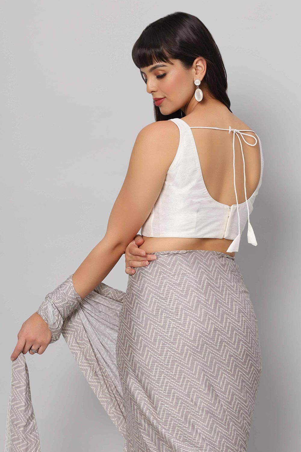 Raina White Raw Silk Sleeveless Blouse