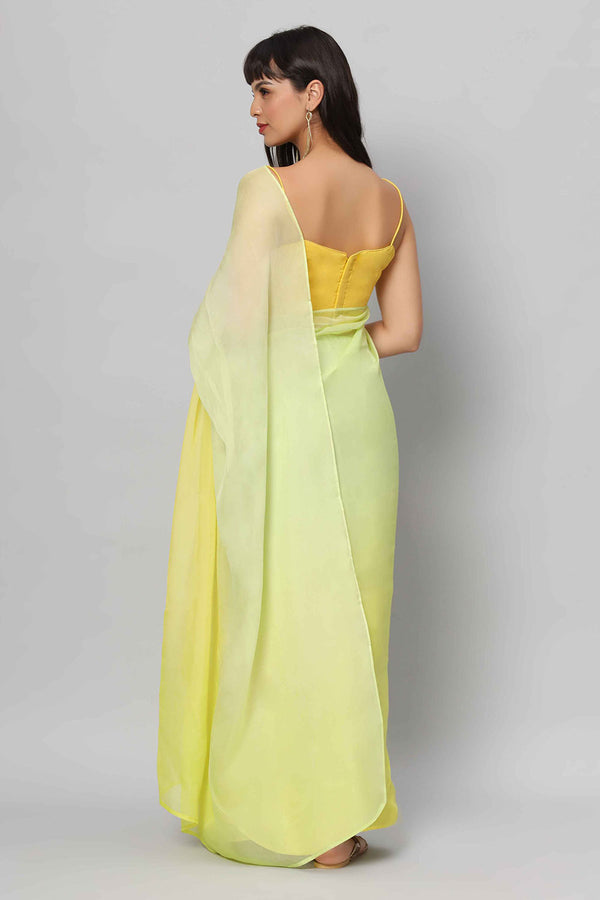 Lorna Yellow Raw Silk  Strappy Blouse