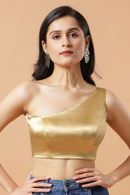 Giana Gold One Shoulder Satin Comfort Stretch™ Blouse