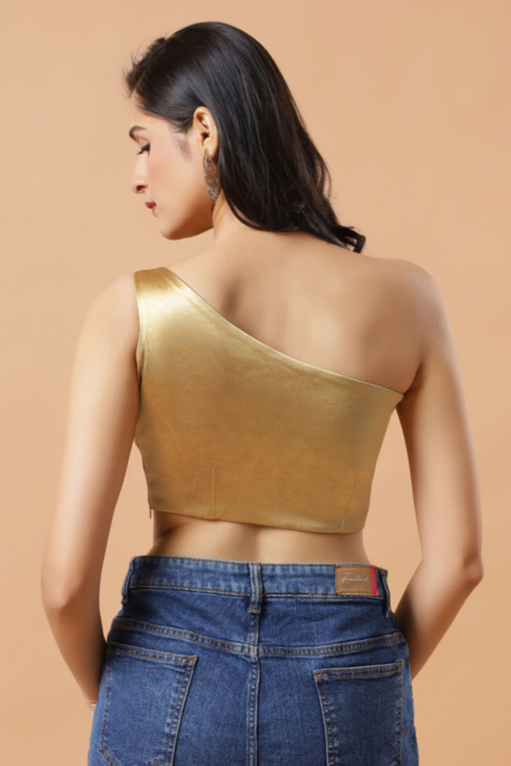 Giana Gold One Shoulder Satin Comfort Stretch™ Blouse