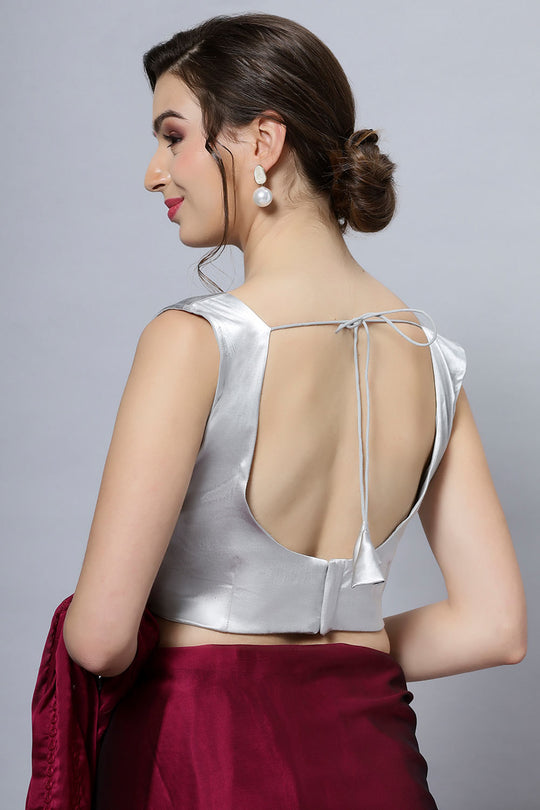 Nora Silver Satin Comfort Stretch™  Deep U Sleeveless Blouse